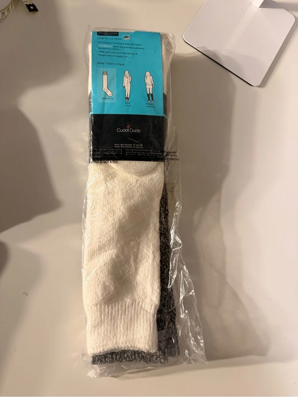 Cuddl Duds women’s  Plushfill Leg Layering Socks - Gray